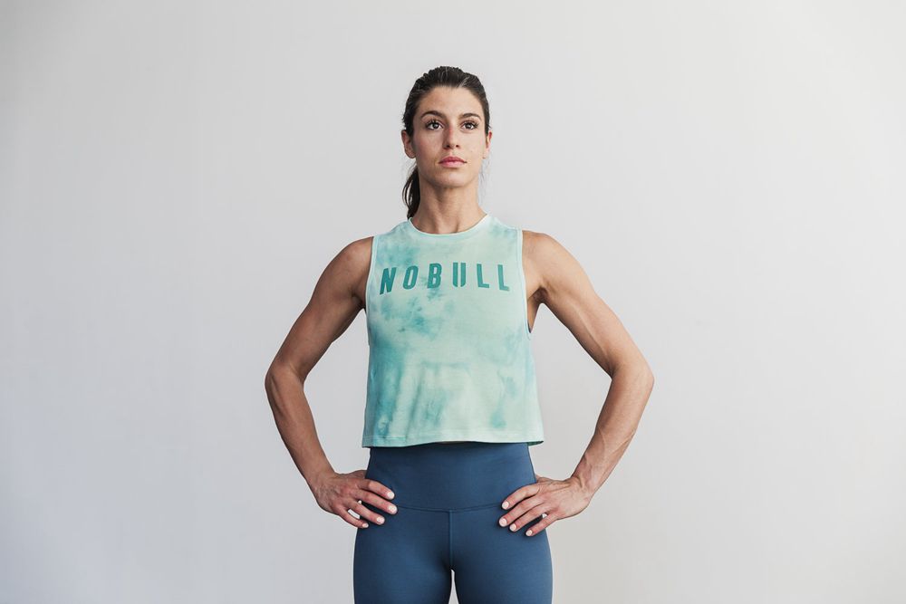 NOBULL Majice Bez Rukava Ženske - Nobull Muscle Tirkizne Tie-Dye (907415-UDT)